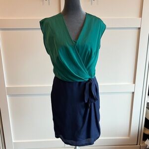 Elegant Teal and Navy Wrap Dress